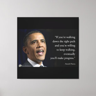 Präsident Obama und Zitat "Make Progress" Leinwanddruck