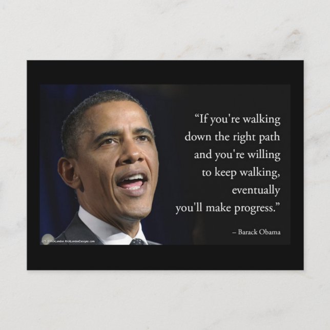 Präsident Obama und Zitat "Make Progress" Postkarte (Vorderseite)