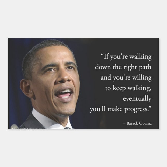 Präsident Obama und Zitat "Make Progress" Rechteckiger Aufkleber (Vorderseite)