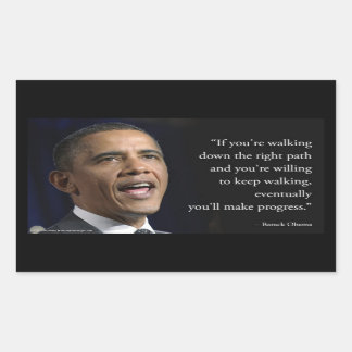 Präsident Obama und Zitat "Make Progress" Rechteckiger Aufkleber