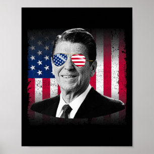 Präsident Reagan USA-Flagge Patriotisch Amerikanis Poster