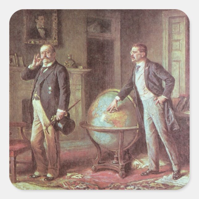 Präsident Theodore Roosevelt Quadratischer Aufkleber (Vorderseite)