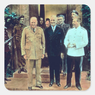 Präsident Truman und Joseph Stalin Quadratischer Aufkleber