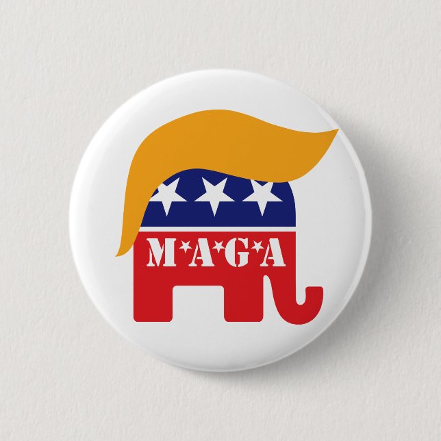 Präsident Trump 2020 GOP Elephant Hair MAGA Button (Vorderseite)