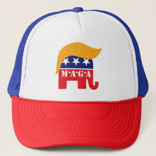Präsident Trump 2020 GOP Elephant Hair MAGA Truckerkappe