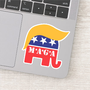 Präsident Trump 2024 GOP Elefant Haar MAGA Aufkleber
