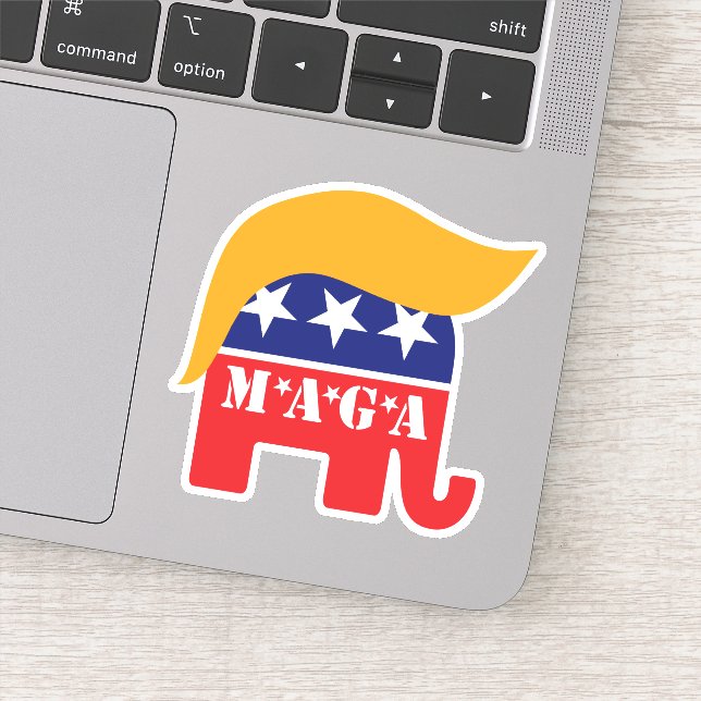 Präsident Trump 2024 GOP Elephant Hair MAGA Aufkleber (Detail)