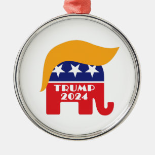 Präsident Trump 2024 Republikanischer Elefant Haar Ornament Aus Metall
