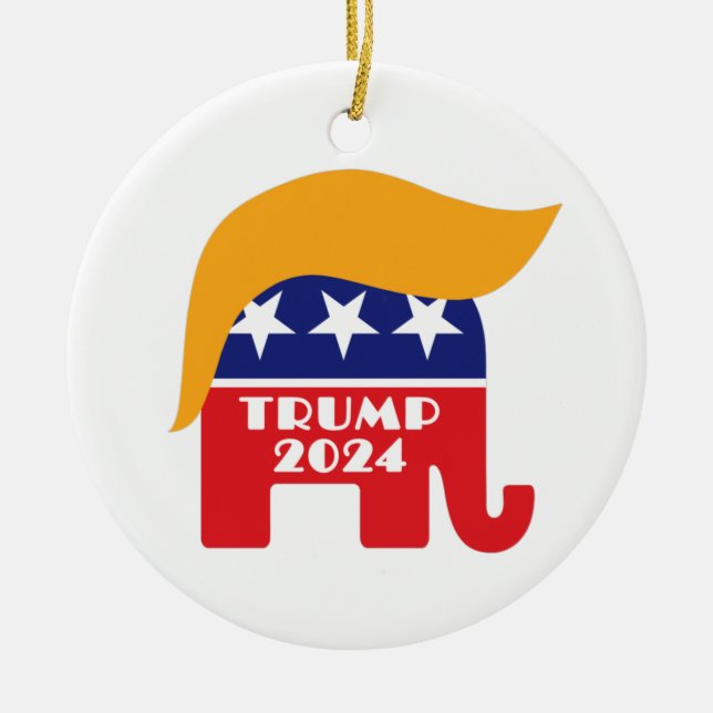 Präsident Trump 2024 republikanisches Elephant Hai Keramik Ornament (Vorne)