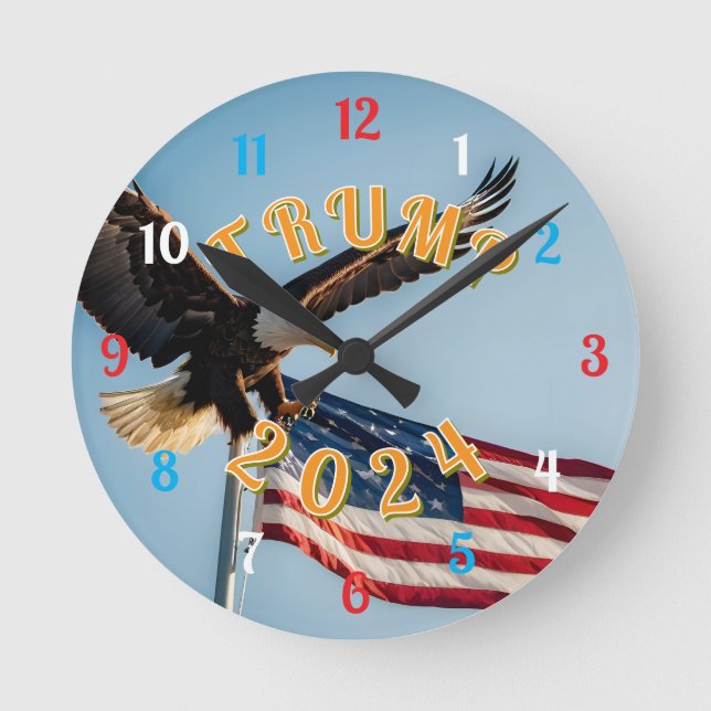PRÄSIDENT TRUMP 2024 RUNDE WANDUHR (Vorderseite)