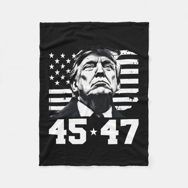 Präsident Trump 45 47 Amerikanische Flagge Trump V Fleecedecke (Vorderseite)