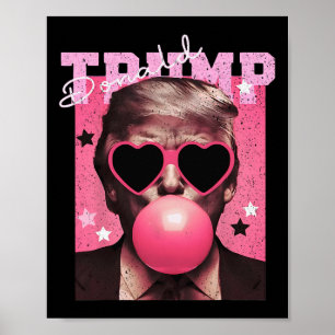 Präsident Trump bläst Bubble Gum Funny Pink Bubb Poster