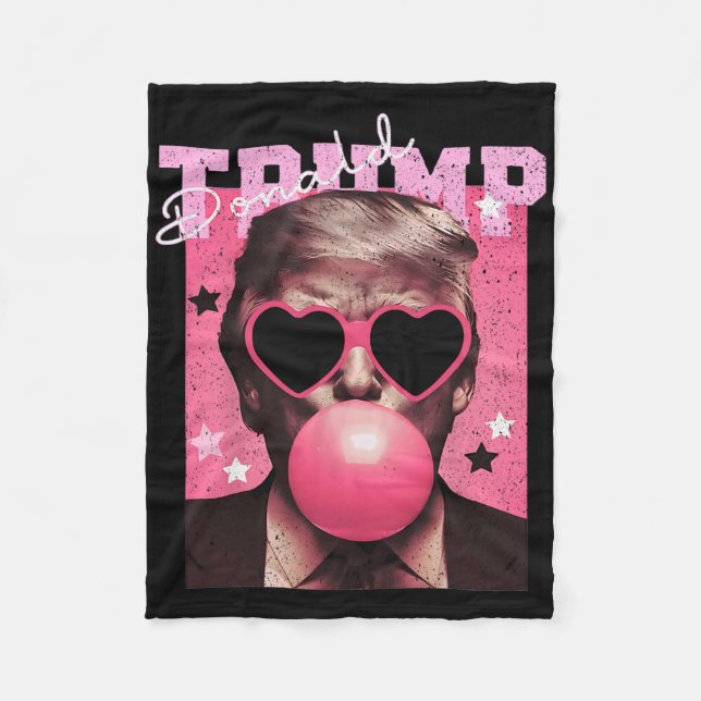 Präsident Trump bläst Bubble Gum Lustiger Rosa Bla Fleecedecke (Vorderseite)