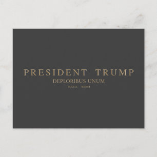 Präsident Trump. Deploribus Unum. Postkarte