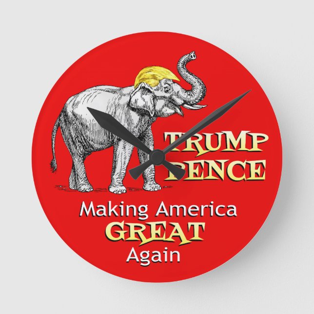 Präsident Trump Elephant Amerika groß machen Runde Wanduhr (Vorderseite)