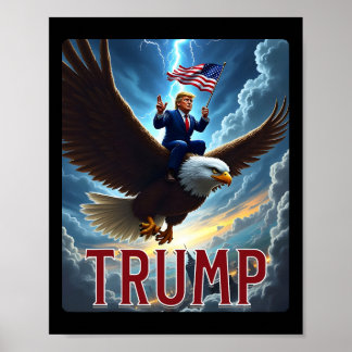 Präsident Trump fährt einen Adler. Patriotic Polit Poster