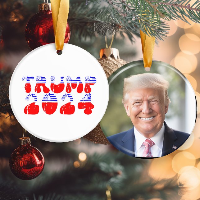 Präsident Trump Foto für Patriotische Wahlen 2024 Keramik Ornament (President Trump 2024 Patriotic Election Photo Ceramic Ornament)