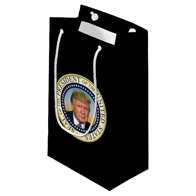 Präsident Trump Foto Präsident Siegel Kleine Geschenktüte (Vorderseite Schrägansicht)