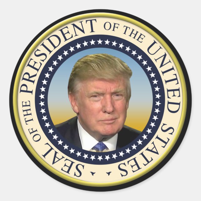 Präsident Trump Foto Präsident Siegel Runder Aufkleber (Vorderseite)