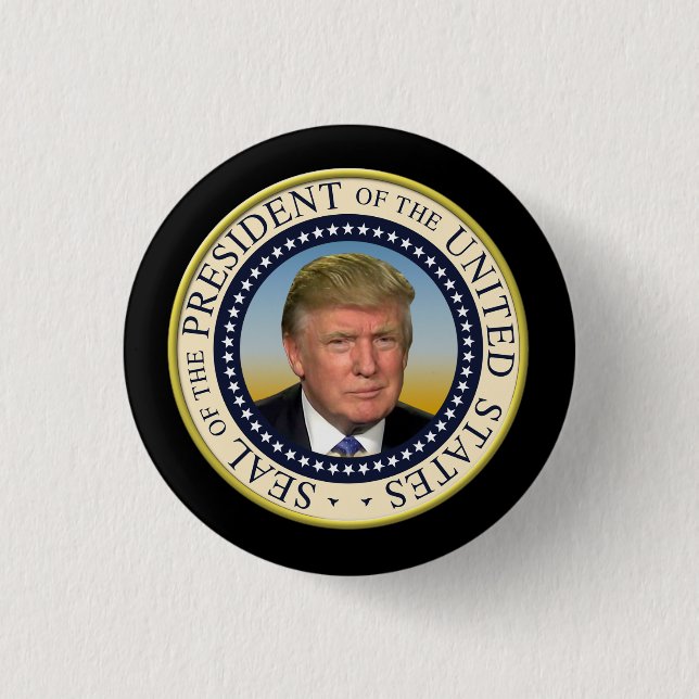Präsident Trump Foto Presidential Seal Button (Vorderseite)