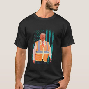 Präsident Trump Garbage Truck Worker Vest USA Flag T-Shirt