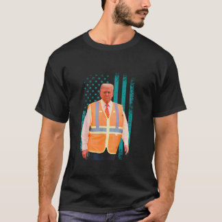 Präsident Trump Garbage Truck Worker Vest USA Flag T-Shirt
