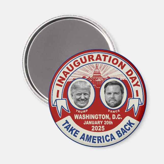 Präsident Trump JD Vance Einweihungstag Souvenir Magnet (Vorderseite/Rückseite)