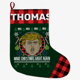 Präsident Trump macht Weihnachten wieder Kariert Großer Weihnachtsstrumpf