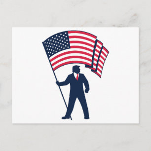 Präsident Trump mit der Flagge der USA Postkarte