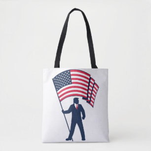 Präsident Trump mit der Flagge der USA  Tasche