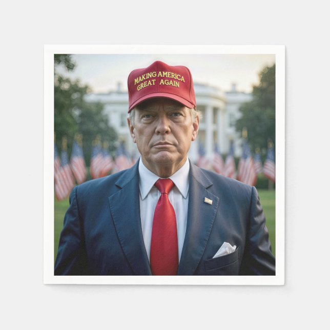 Präsident Trump mit einem Red Hat Serviette (Vorderseite)