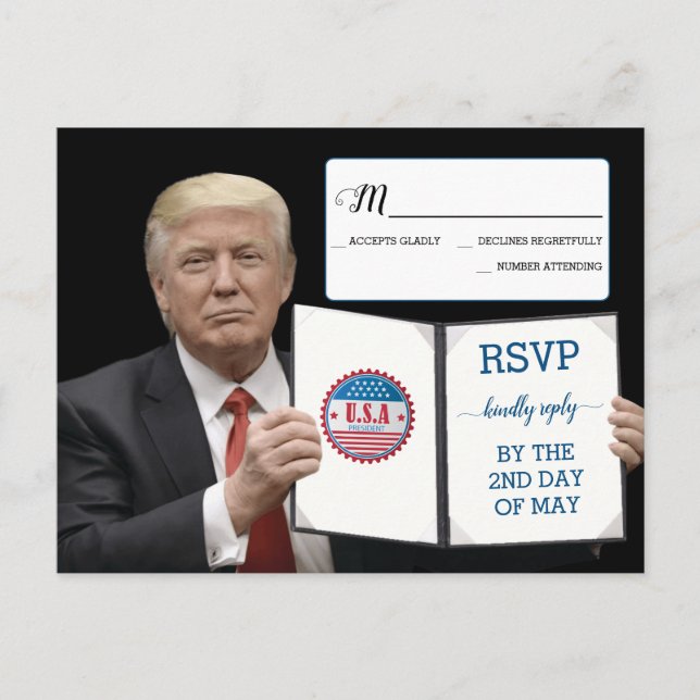 Präsident Trump 📜 Patriotic Wedding Custom Ankündigungspostkarte (Vorderseite)