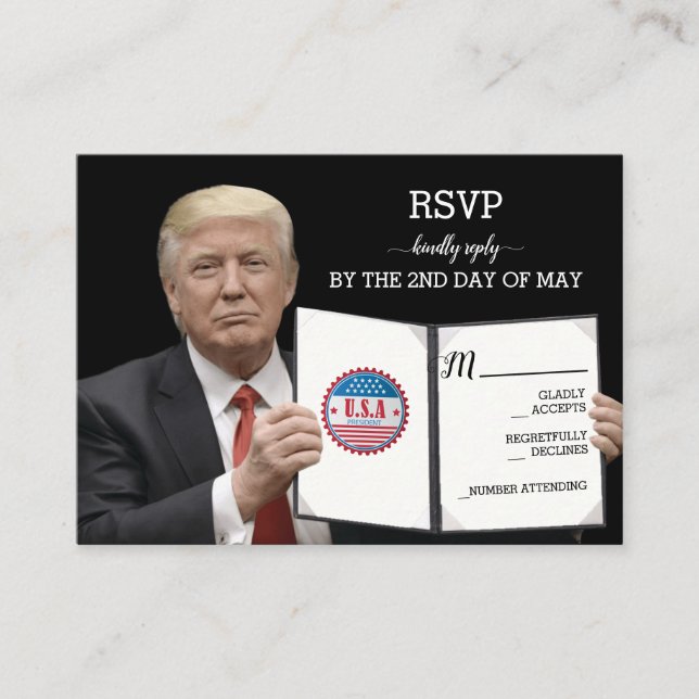 Präsident Trump 📜 Patriotic Wedding Custom Begleitkarte (Vorderseite)