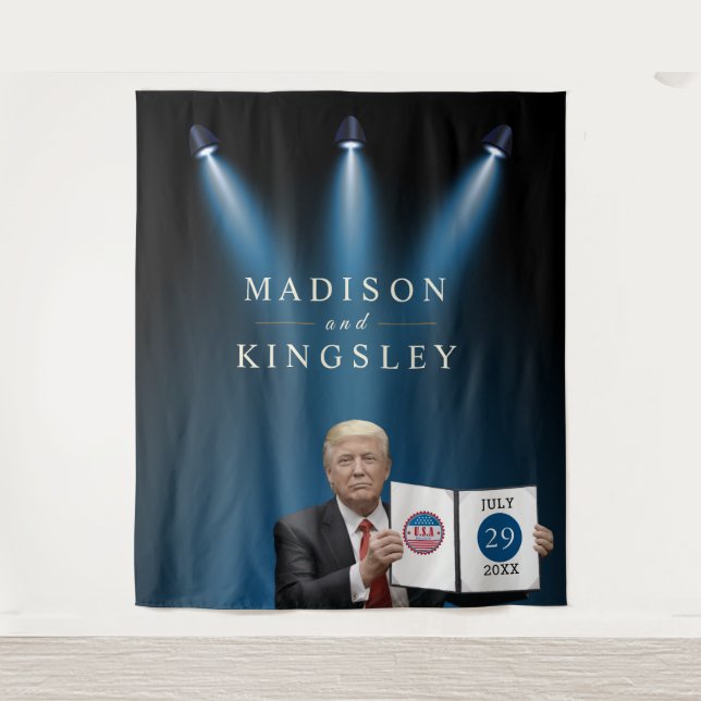 Präsident Trump 📜 Patriotic Wedding Custom Wandteppich (Vorderseite)