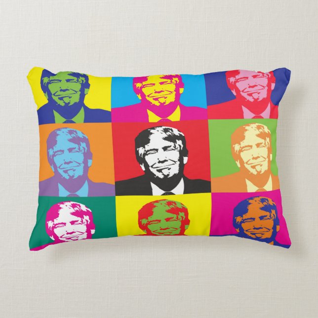Präsident Trump Pop Art Dekokissen (Vorderseite)