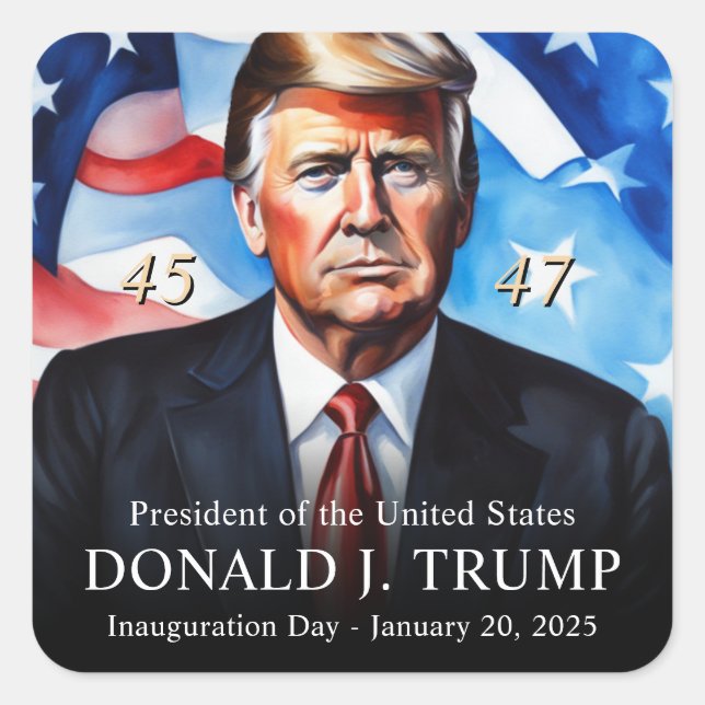 Präsident Trump: Tag der Amtseinführung Quadratischer Aufkleber (Vorderseite)