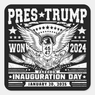 Präsident Trump Won 2024 Quadratischer Aufkleber