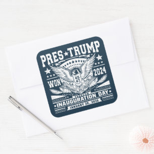 Präsident Trump Won 2024 Quadratischer Aufkleber