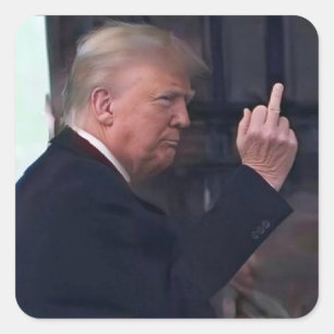 Präsident Trump zeigt den Stinkefinger Quadratischer Aufkleber