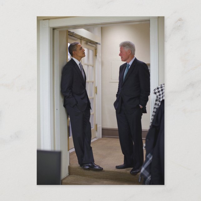 Präsidenten Barack Obama und Bill Clinton Postkarte (Vorderseite)