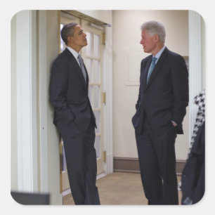 Präsidenten Barack Obama und Bill Clinton Quadratischer Aufkleber