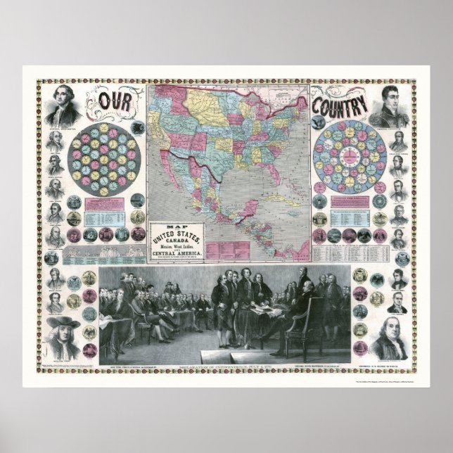 Präsidenten der Vereinten Staaten Karte - 1859 Poster (Vorne)