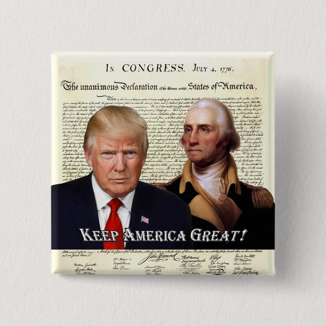 Präsidenten Trump & Washington - Amerika groß Beha Button (Vorderseite)
