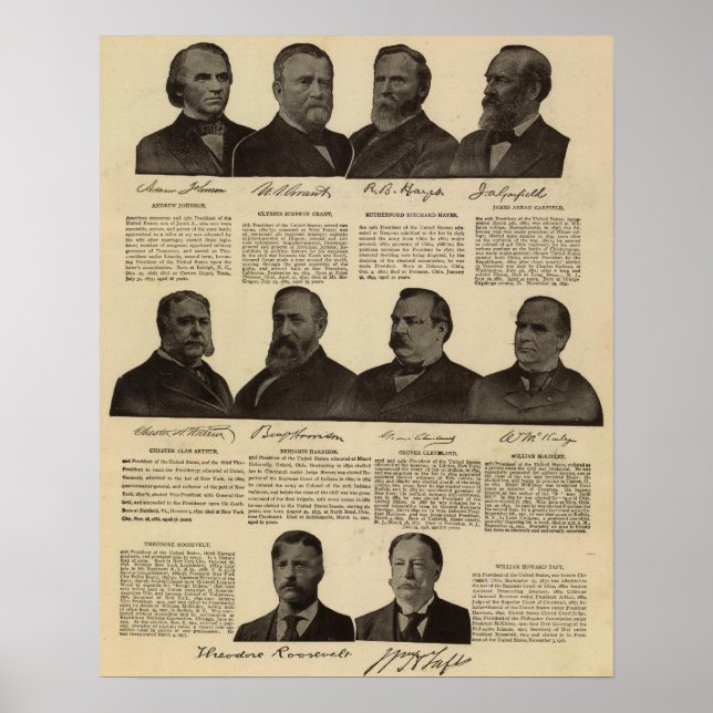 Präsidenten USA, Autogramme, Biografien Poster (Vorne)