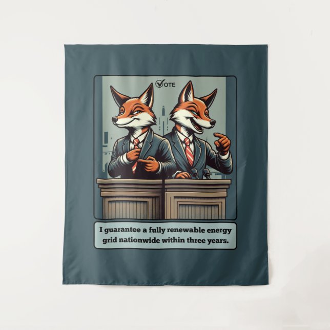 Präsidentenfox - Funny Political Satire Animal Wandteppich (Vorderseite)