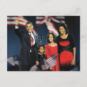 Präsidentenwahl Obama und Postkarte für die Famili