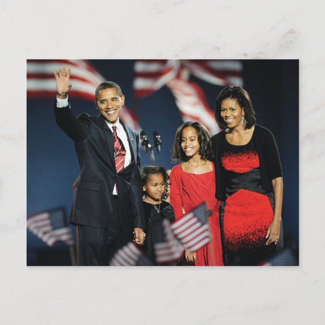 Präsidentenwahl Obama und Postkarte für die Famili (Vorderseite)