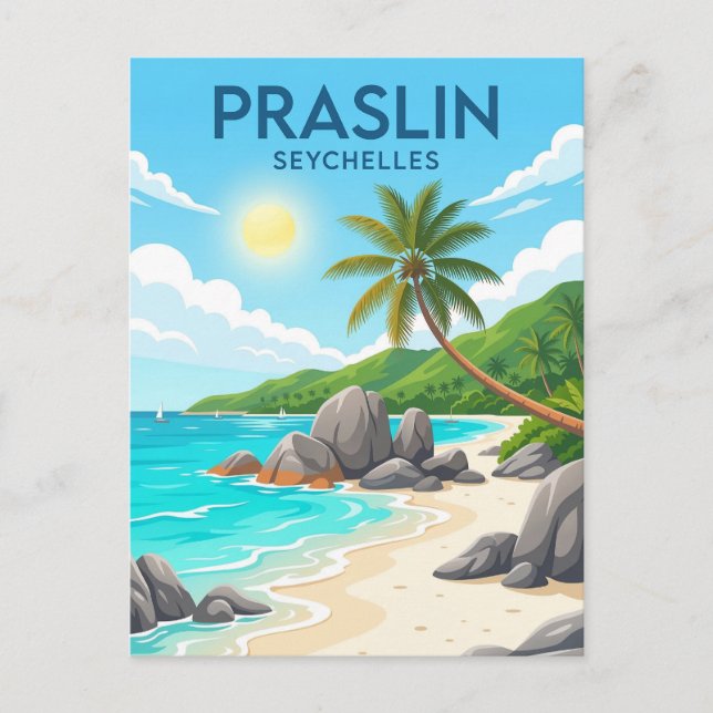 Praslin-Insel, Anse Volbert, Praslin Postkarte (Vorderseite)