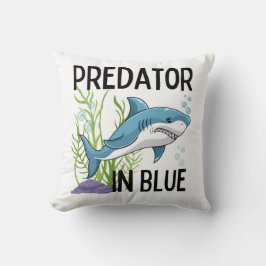 Prätator in Blau , Hai, Cartoon Kissen