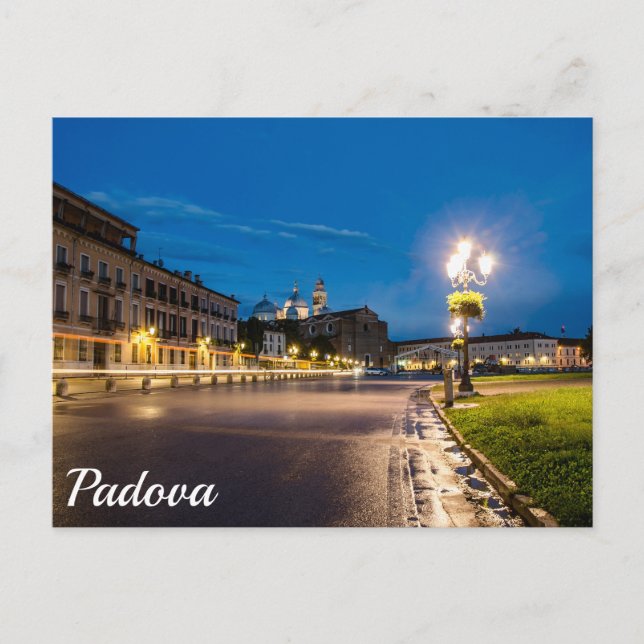 Prato della Valle am Abend in Padova, Italien Postkarte (Vorderseite)